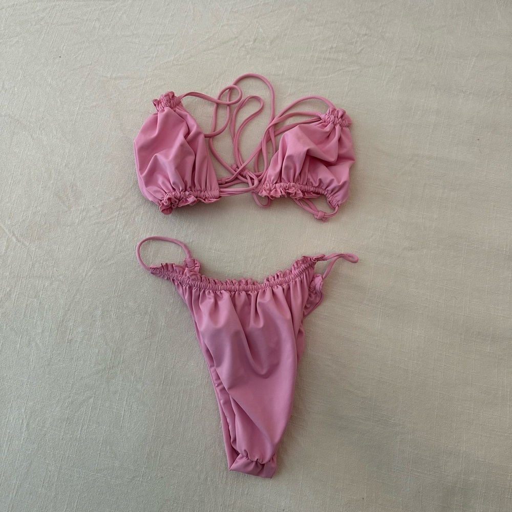 Tan lines pink swimsuit